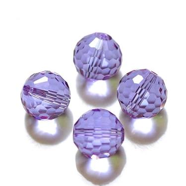 Imagem de SPRITEWELRY Contas de cristal austríaco de grau AAA de 10 mm, 50 peças, contas de cristal redondas facetadas, contas lilás brilhantes soltas para sinos de vento, apanhador de sol, joias, faça você