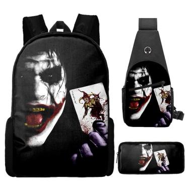 Imagem de Conjunto de mochilas escolares Clown Jokers de 3 peças para crianças