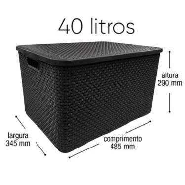 Imagem de Caixa Organizadora Rattan Preta 40 Litros 25603 Plasnew - Arqplast