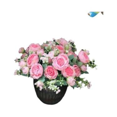 Imagem de Buquê De Flores Artificiais De Peônia De Seda Para Casamento, Decoraçã