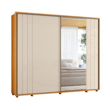 Imagem de Guarda-Roupa Casal com 1 Espelho Dali 2 Portas 8 Gavetas Cinamomo e Off White