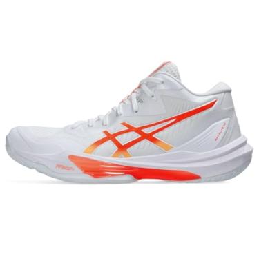 Imagem de ASICS Tênis de vôlei feminino Sky Elite FlyteFoam cano médio 3, Branco/coral vívido, 36