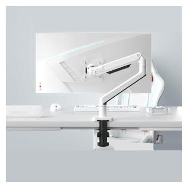 Imagem de BEGWVDJTP Suporte de monitor braço mecânico cantilever de computador de cabeça para baixo pode girar, levantar e aumentar a base de mesa portátil tela dupla (branco)