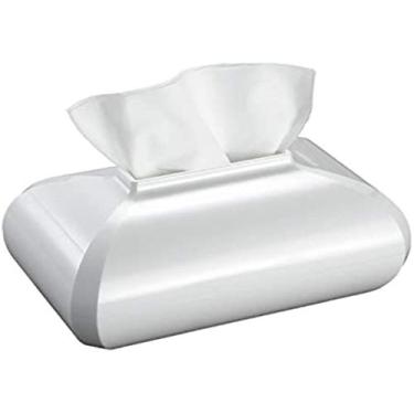 Imagem de Nikos Ornamentos de artesanato caixa de lenços de papel branco criativo bonito rolo de papel toalha moldura simples quarto sala de estar mesa de café gaveta de casa 21,5 x 13,8 x 8,6 cm