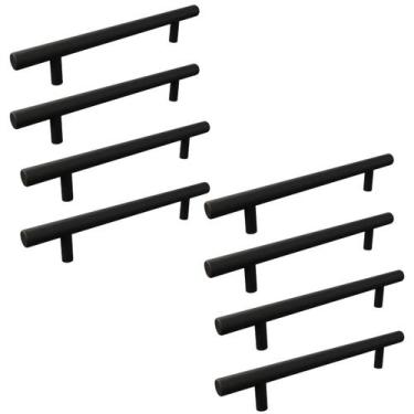 Imagem de Kit 8 Puxador Haste Preto Fosco Em Inox Redondo 64mm - RENNA