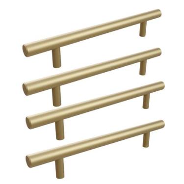 Imagem de Kit 4 Puxador Haste Dourado Em Inox Redondo 128mm - RENNA