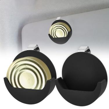 Imagem de Suporte de lata de 2 peças para viseira de carro, suporte universal de clipe de viseira de carro, clipe de coldre de armazenamento compacto antiderrapante, caixa de armazenamento de saco de cigarro