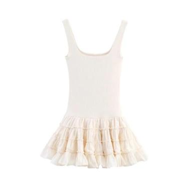 Imagem de Vestido De Verão Feminino Sem Mangas, Slim, Com Detalhes Em Camadas, E