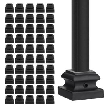 Imagem de Sapatos balaústres de ferro - Sapato plano com parafuso - para balaústres quadrados de 1,27 cm - Conjunto de 100 (preto acetinado)
