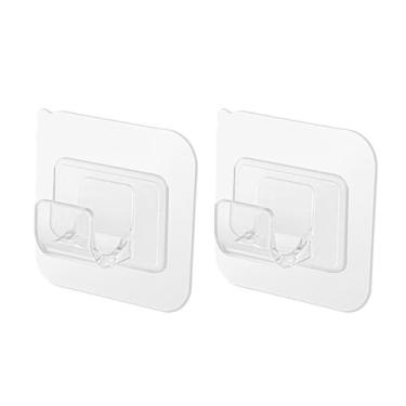 Imagem de Suporte de varão de cortina forte ganchos para parede adesivo de banheiro haste de chuveiro retentor de tensão sem vara de perfuração para armário, C, 2 peças 6 x 6 cm