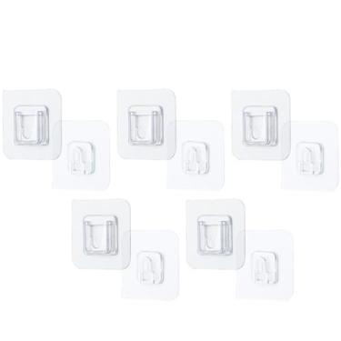 Imagem de Gancho de parede adesivo dupla face em cabides ganchos de parede gancho autoadesivo no banheiro para organizador de cozinha, 5 pares