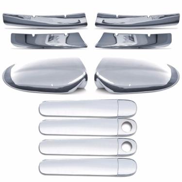 Imagem de Kit Aplique Cromado Maçaneta Retrovisor Grade Volkswagen Fox 2003 à 2007