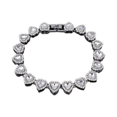 Imagem de Conjunto De Colar E Pulseira Hip Hop Tennis Chain De 45CM Com Strass B