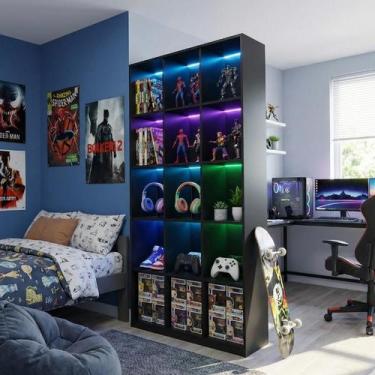 Imagem de Armário Colmeia Com 15 nichos Estante Organizador Livreiro Preto Para 