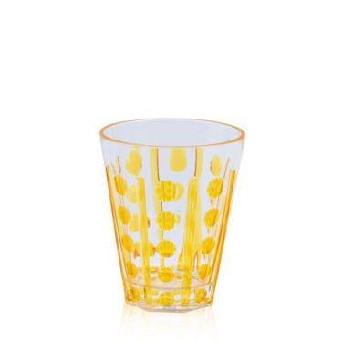 Imagem de Conjunto 6 Copos Bolas e Listras Acrílico 414 ml Amarelo - Entrecasa