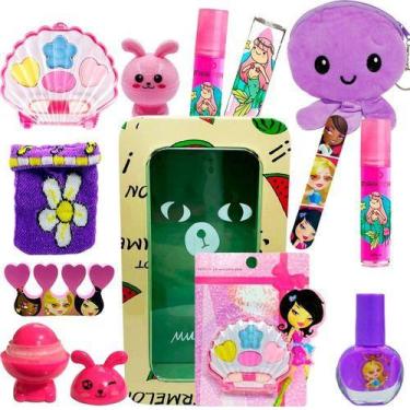 Imagem de Kit Maquiagem Infantil Batom Brilho Sombra Chaveiro Emoji - nova aveni