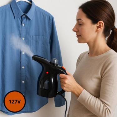 Imagem de Passadeira a Vapor 127V Preta Vapor Potente para Desamassar Roupas com