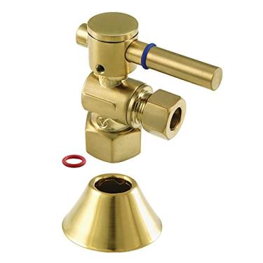 Imagem de Kingston Brass CC43107DLK 1/2" FIP X 3/8" OD Válvula de parada com ângulo de giro de 1/2" com flange, latão escovado