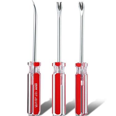 Imagem de 3 pacotes de elevação de aderência 3 mm ponta U grampo de unha rebite tack extrator chave de fenda estofados ferramenta de remoção de grampos para móveis