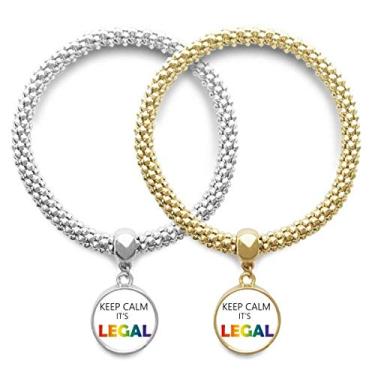 Imagem de DIYthinker LGBT Bandeira de arco-íris Keep Calm Lover Pulseira bracelete pingente joia presente para casais