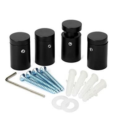 Imagem de Suporte de grampo lateral TOPNIKE 1,9 cm x 2,54 cm de alumínio preto, suporte de borda para vidro, suporte de placa à prova de roubo, ferragens de fixação, para acrílico, vidro, PVC, painel de vidro com 2 peças de espaçadores, pacote com 4