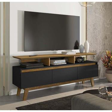 Imagem de Rack Para Tv 60 Polegadas Rubi Cinamomo Preto - Móveis Bechara