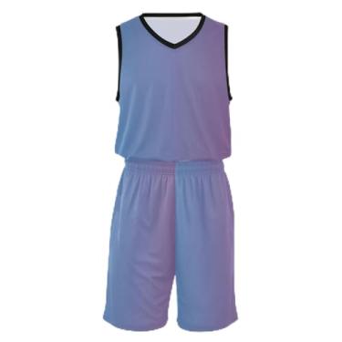 Imagem de CHIFIGNO Camiseta de basquete infantil turquesa pálida, respirável e confortável, camiseta de treinamento de futebol 5T-13T, Dégradé azul, GG