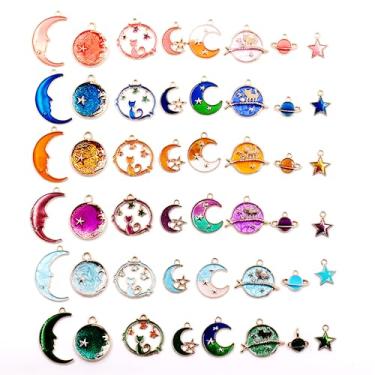 Imagem de malahill Pingente de pingente celestial banhado a ouro sortido com pingente celestial de lua e lua para fazer joias faça você mesmo, Metal, Sem Pedra Preciosa