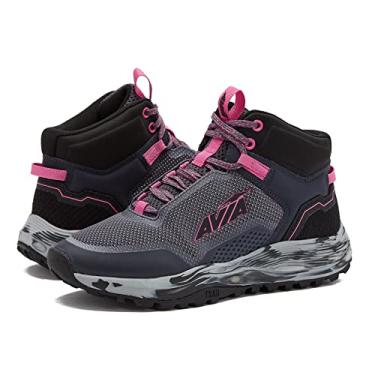 Imagem de Avia Grit Sport Women’s Hiking Boots, Mid Top Ankle Trail Shoes for All Weather - Dark Grey/Dark Pink/Medium Grey, 6.5 Medium