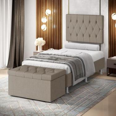 Imagem de Kit Painel Centaurus 100 e Calçadeira Sagitarius Linho Aradecor, Bege,