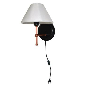 Imagem de Arandela De Parede em T cúpula de algodão Branco ou Preto com fio para