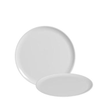 Imagem de Kit 03 Bandeja Prato Redondo Servir Bolo Festa Branco 370mm - Três Tri