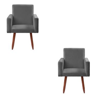 Imagem de KIT 2 Poltronas Decorativas - Cadeiras  Nina Veludo Chocolate - Star Confort