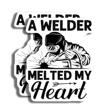 Imagem de Adesivo Soldador - Adesivo A Welder Melted My Heart - Adesivo Amante de Soldagem - Decalque de Soldador Bonito - Adesivo de Soldagem Engraçado - Presente para Soldadores - Design Decorativo Durável -