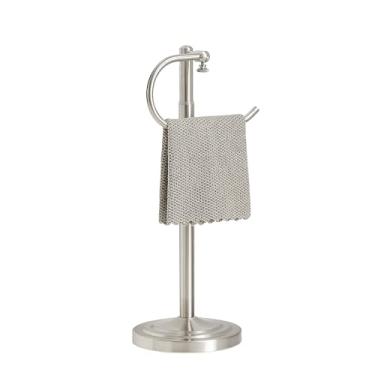 Imagem de RFOUO Suporte de toalha de mão, toalheiro de pé para banheiro, suporte de toalha de mão para bancadas de banheiro e cozinha, barra de toalha ajustável de aço inoxidável de 40 a 66 cm (níquel escovado)