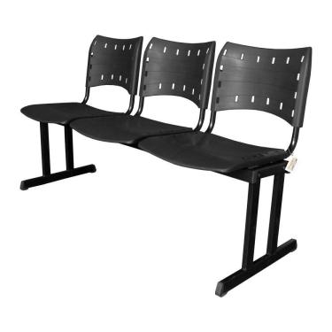 Imagem de Cadeira Iso Pp Rp Longarina 3 Lugares Preta