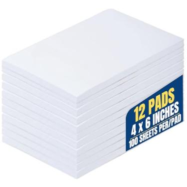 Imagem de 1InTheOffice bloco de notas 10 x 15 cm sem linhas pastilhas de arranhões brancas 100 folhas, pacote com 12