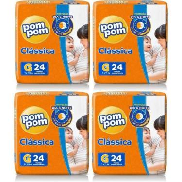 Imagem de KIT 4 Fraldas Pom Pom Clássica Jumbo Tamanho G C/ 24 unidades