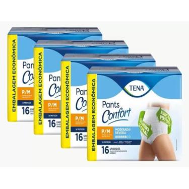 Imagem de KIT 4 Fraldas Descartável Geriátrica/Adulto Tena Pants Confort Branco 