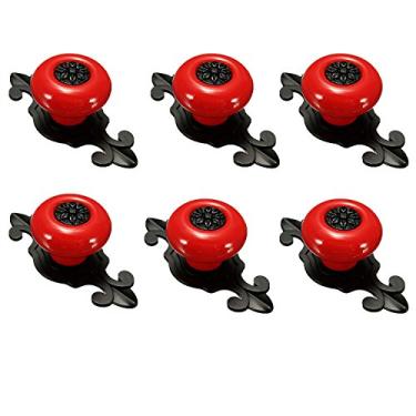Imagem de Puxador de porta de cerâmica 6 peças puxadores retrô armário de porta para cozinha, gaveta de quarto, armário, peito, caixa, cômoda, armário, etc. com parafusos (preto vermelho)