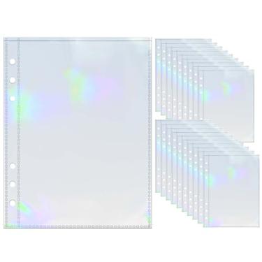 Imagem de 20 capas para cartões fotográficos A5, protetores de folha, 13 x 19 cm, 1 bolso com inserções de cartão de imagem transparente a laser, páginas de refil de álbum de fotos PP para fichário de 6 anéis