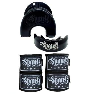 Imagem de Kit 2 Pares Bandagem 3m e Protetor Bucal - PRETO - Spank