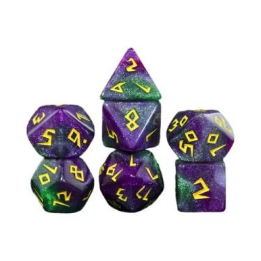 Imagem de Conjunto De Dados Poliédricos Com Glitter De Cores Mistas, 7 Peças D4 