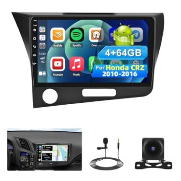 Imagem de Atualização de rádio automotivo 4G + 64G para Honda CRZ 2010 2011 2012 2013 2014 2015 2016-9 polegadas Android Screen para CRZ com GPS Bluetooth, Wireless Carplay Android Auto, WiFi, FM, SWC
