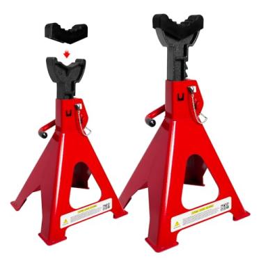 Imagem de FITHOIST Suportes de tomada de 6 toneladas (capacidade de 6 kg) - Suportes de macaco de carro resistente com trava de pino duplo, altura ajustável de 39,6 a 59,4 cm, almofadas de borracha extra para