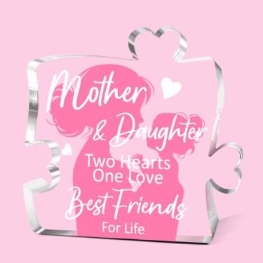 Imagem de Quebra-cabeça de bloco de acrílico para mãe e filha, presente de aniversário para mãe e filha, presente de dia das mães para decoração de mesa da mãe, presentes exclusivos para mamãe