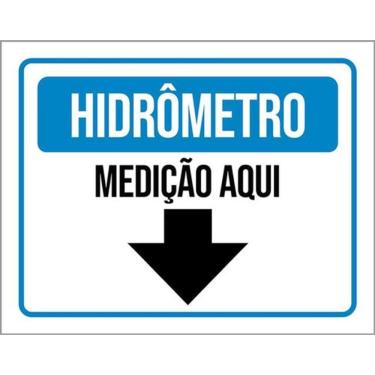 Imagem de Kit 3 Placas Hidrômetro Medição Aqui Seta 36X46