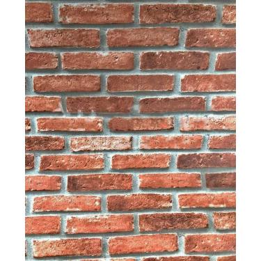 Imagem de Papel De Parede Vinilico Tijolo A Vista 3D Marrom Vermelho
