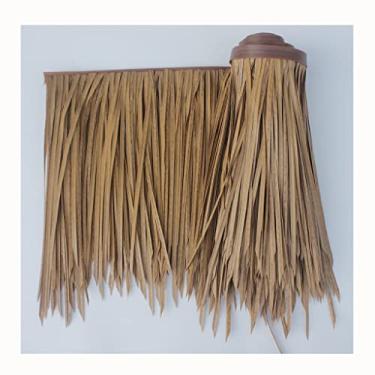 Imagem de Rolo de telhas de palha sintética de palmeira, retardador de chamas Tiki Bar Huts painéis de telhado de palha capa de guarda-chuva jardim decoração de bar tropical (amarelo c, 0,5 x 20 m/1,64 x 65,8 m