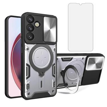 Imagem de Asuwish Capa de celular para Samsung Galaxy S25 Plus S25+ 5G capa magnética para câmera deslizante com protetor de tela de vidro temperado e suporte de anel, acessórios para celular S25Plus 25S + S 25